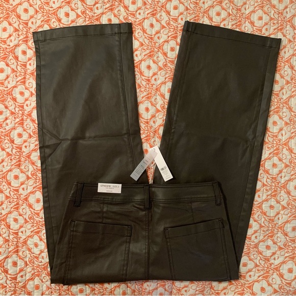 Chicos | Coated Wide Leg Cropped Denim Pant in Taupe | Sz: 12 - Picture 5 of 6